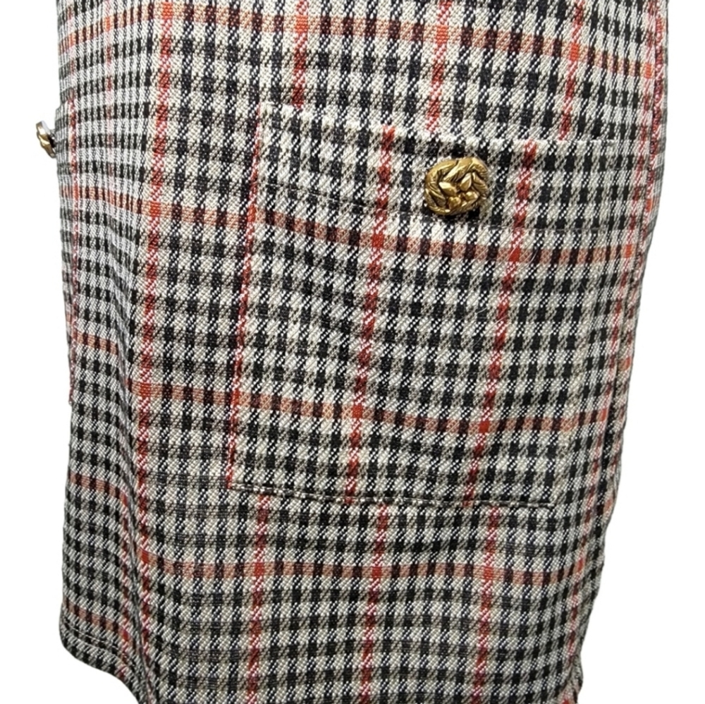 Zara Houndstooth Trafaluc Brown Black Red SHIFT Dress Size Small Polyester - Picture 6 of 16